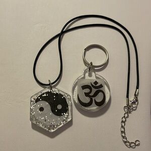 A necklace and key chain